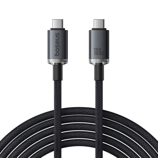 USB-kaabel USB-C otsik <-> USB-C otsik, 1.5m, 100W, 20Gbps, USB 3.2, must, vastupidav, Baseus