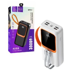 External battery POWER BANK DENMEN 30000mAh (4xUSB; 1xUSB-C) white
