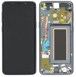 LCD screen Samsung G960F S9 with touch screen and frame Titanium Grey original (service pack)