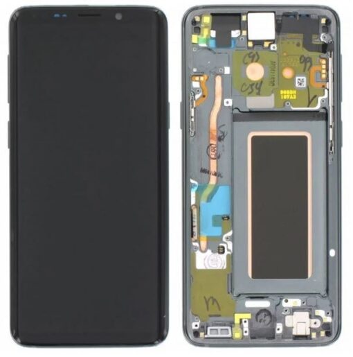 LCD screen Samsung G960F S9 with touch screen and frame Titanium Grey original (service pack)
