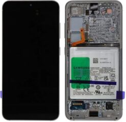 LCD screen Samsung S911 S23 5G with touch screen with frame and battery Cream original (used Grade A)