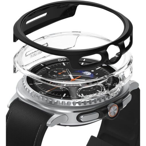 Kaitseümbris Slim, Samsung Galaxy Watch8 Classic 46mm, komplektis 2tk, läbipaistev ja must, Ringke