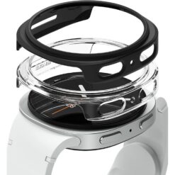 Kaitseümbris Slim, Samsung Galaxy Watch8 44mm, komplektis 2tk, läbipaistev ja must, Ringke