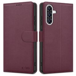 Kaitseümbris kaanega Wallet, Samsung Galaxy A36 5G, tumepunane, Tech-Protect