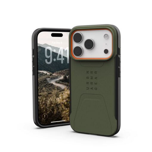 Kaitseümbris Civilian, Apple iPhone 17 Pro, militaarroheline/oranž, MagSafe ühilduv, Urban Armor Gear (UAG)