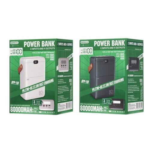 Väline aku Power Bank Remax RPP-118 22.5W 80000mAh must - Image 2