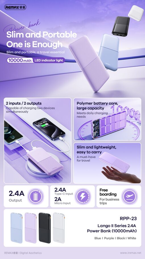 Väline aku Power Bank Remax RPP-23 12W 10000mAh must - Image 2