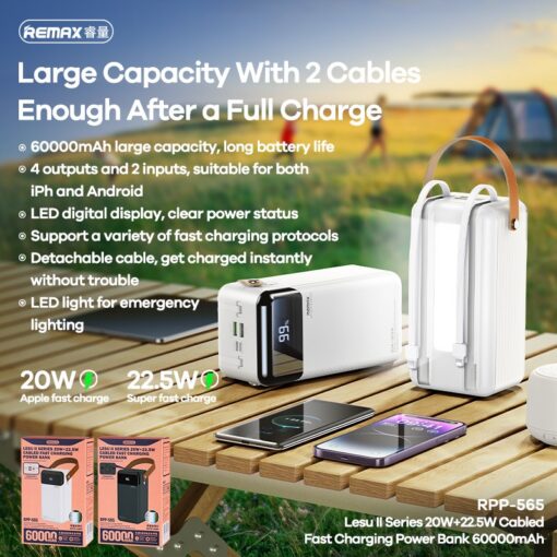 Väline aku Power Bank Remax RPP-565 22.5W 60000mAh hall - Image 2