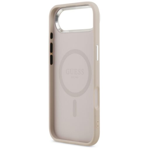 Guess Case Magsafe PU Leather Case With Triangle Logo Silver Metal Camera Frame For iPhone 17 Air Pink - Image 7