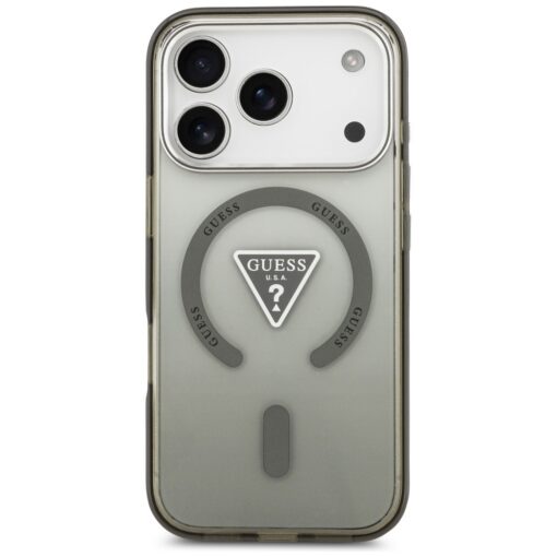 Guess Case Magsafe IML Gradient Case With Print Triangle Logo & Silver Metal Camera Buttons For iPhone 17 Pro Khaki - Image 3