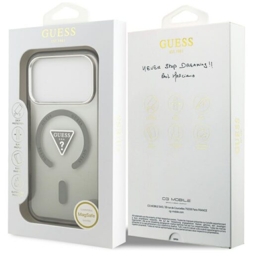 Guess Case Magsafe IML Gradient Case With Print Triangle Logo & Silver Metal Camera Buttons For iPhone 17 Pro Khaki - Image 8