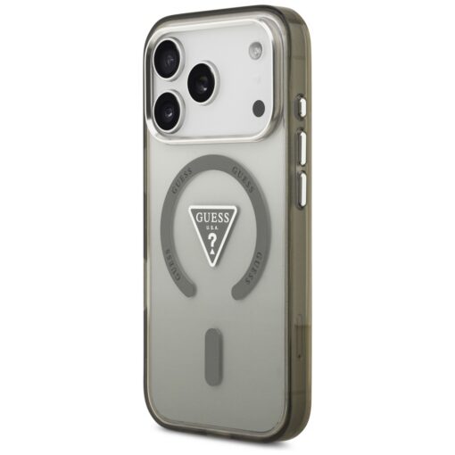 Guess Case Magsafe IML Gradient Case With Print Triangle Logo & Silver Metal Camera Buttons For iPhone 17 Pro Max Khaki - Image 2