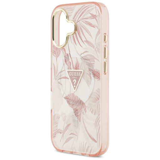 Guess Case Magsafe Pc TPU Case Jungle Tonal Pattern With Printed Logo Triangle And Metal Camera Frame For iPhone 17 Pink - Image 6