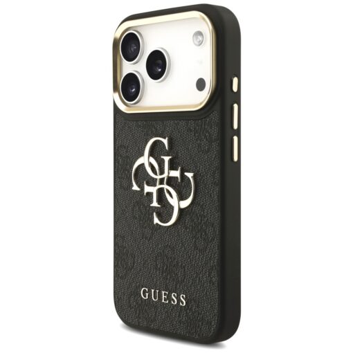 Guess Case 4G PU Leather Case Big 4G And Classic Logo With Big 4G PU Nylon Strap And Metal Camera And Buttons For iPhone 17 Pro Black - Image 2