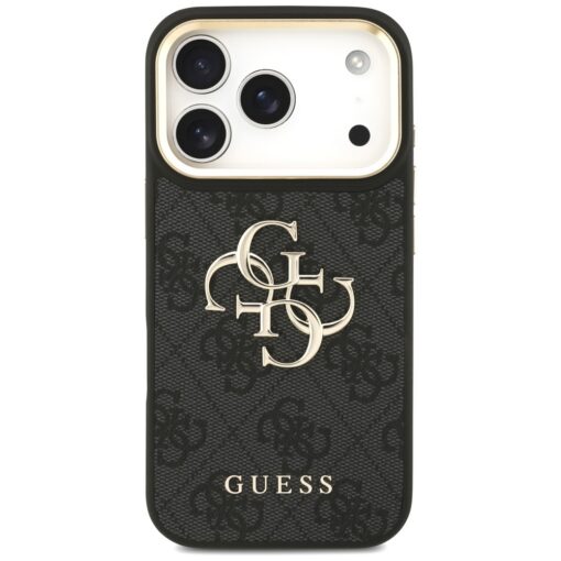 Guess Case 4G PU Leather Case Big 4G And Classic Logo With Big 4G PU Nylon Strap And Metal Camera And Buttons For iPhone 17 Pro Black - Image 3
