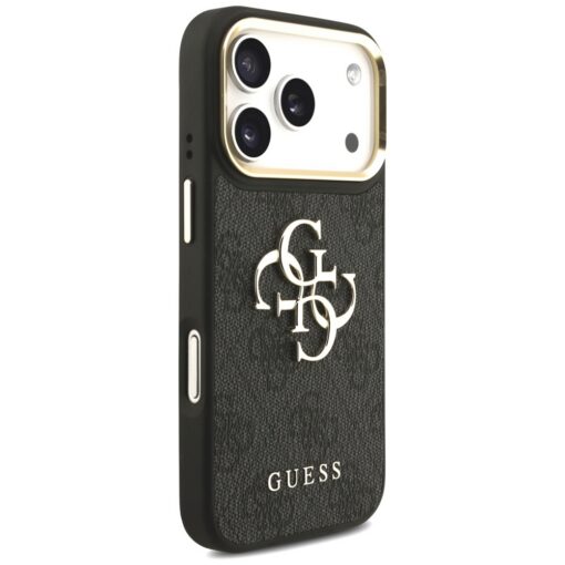 Guess Case 4G PU Leather Case Big 4G And Classic Logo With Big 4G PU Nylon Strap And Metal Camera And Buttons For iPhone 17 Pro Black - Image 4