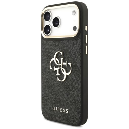 Guess Case 4G PU Leather Case Big 4G And Classic Logo With Big 4G PU Nylon Strap And Metal Camera And Buttons For iPhone 17 Pro Max Black - Image 2