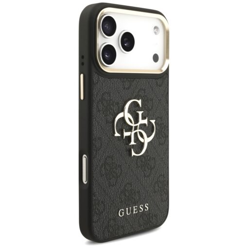 Guess Case 4G PU Leather Case Big 4G And Classic Logo With Big 4G PU Nylon Strap And Metal Camera And Buttons For iPhone 17 Pro Max Black - Image 4