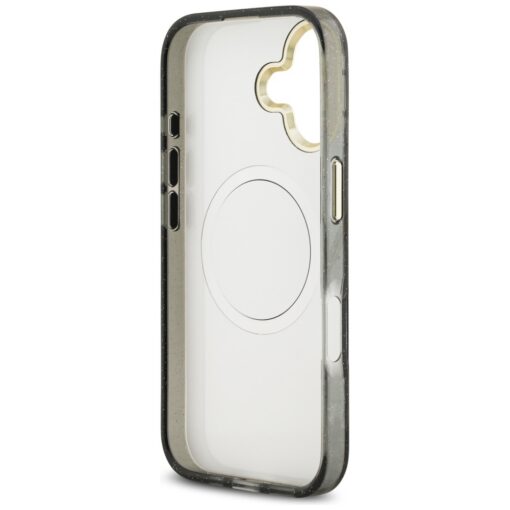 Guess Case Magsafe IML Case Glitter Flowers And Triangle With Metal Camera Frame And Buttons For iPhone 17 Black - Image 7