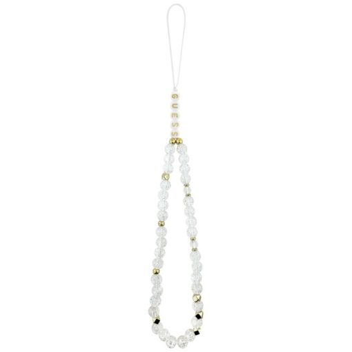 Guess Case Magsafe IML Case Flowers Electroplated Allover With Beads Strap For iPhone 17 Pro White - Image 2
