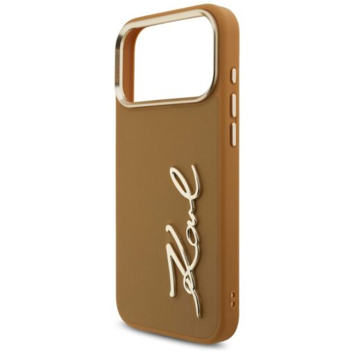 Karl Lagerfeld case PU leather case with Karl script logo and metal camera buttons for iPhone 17 Pro Max pink - Image 6