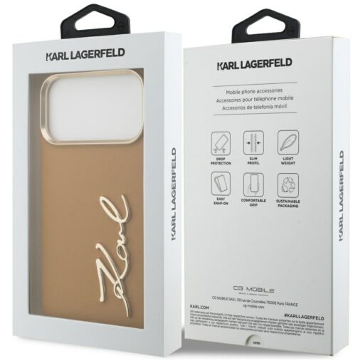 Karl Lagerfeld case PU leather case with Karl script logo and metal camera buttons for iPhone 17 Pro Max pink - Image 8