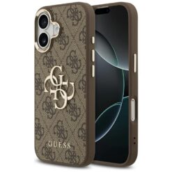 Guess case for iPhone 17 HC 4G PU W/ BIG 4G CLASSIC LOGO GD brown