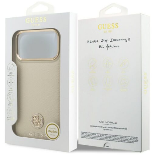 Guess Grained Strass Logo MagSafe case for iPhone 17 Pro Max beige - Image 8