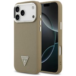 Guess Grained Triangle Logo MagSafe case for iPhone 17 Pro brown