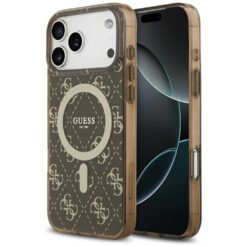 Guess IML 4G Background MagSafe case for iPhone 17 Pro Max brown