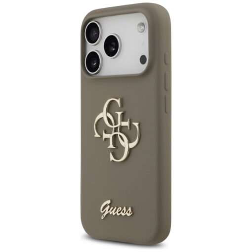 Guess Silicone Big 4G Script case for iPhone 17 Pro Max brown - Image 2