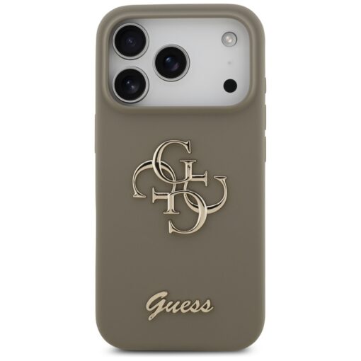 Guess Silicone Big 4G Script case for iPhone 17 Pro Max brown - Image 3