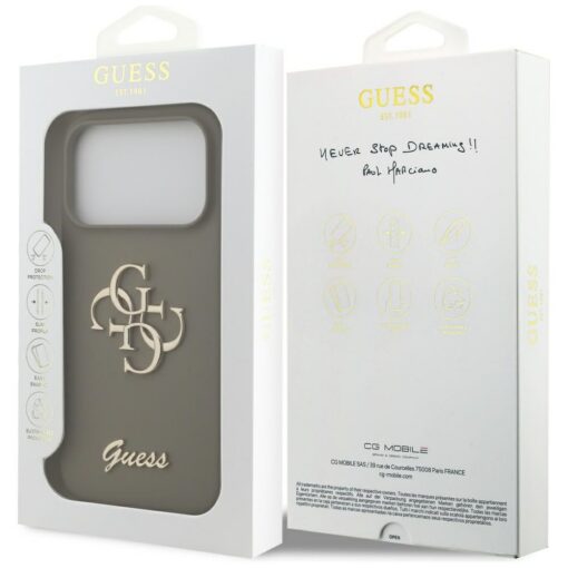 Guess Silicone Big 4G Script case for iPhone 17 Pro Max brown - Image 8