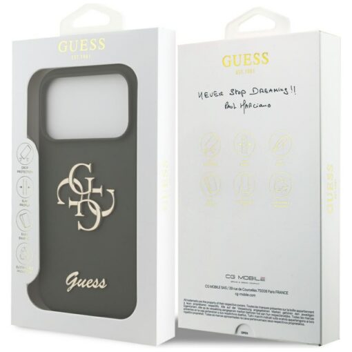 Guess Silicone Big 4G Script case for iPhone 17 Pro khaki - Image 8