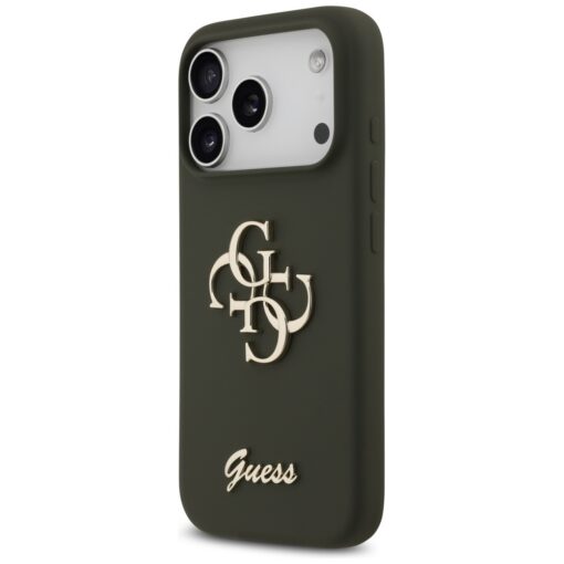 Guess Silicone Big 4G Script case for iPhone 17 Pro Max khaki - Image 2