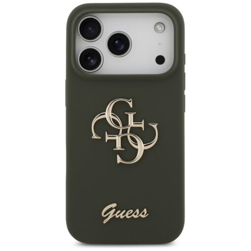 Guess Silicone Big 4G Script case for iPhone 17 Pro Max khaki - Image 3