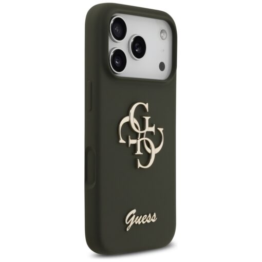 Guess Silicone Big 4G Script case for iPhone 17 Pro Max khaki - Image 4