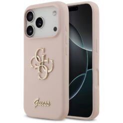 Guess Silicone Big 4G Script case for iPhone 17 Pro pink