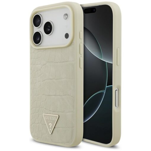 Guess Croco Triangle Logo MagSafe case for iPhone 17 Pro gold