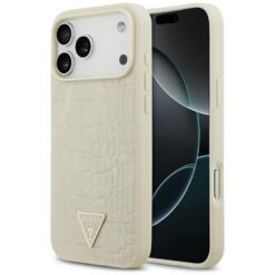 Guess Croco Triangle Logo MagSafe case for iPhone 17 Pro Max gold