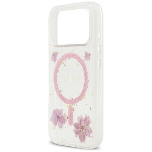 Guess Resin Flowers Glitter MagSafe case for iPhone 17 Pro pink - Image 6