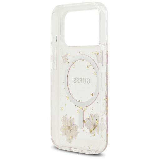 Guess Resin Flowers Glitter MagSafe case for iPhone 17 Pro pink - Image 7