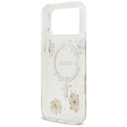 Guess Resin Flowers Glitter MagSafe case for iPhone 17 Pro Max pink - Image 7