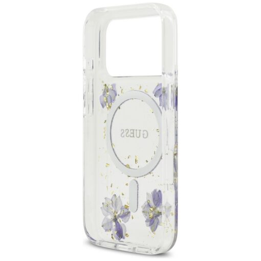 Guess Resin Flowers Glitter MagSafe case for iPhone 17 Pro purple - Image 7