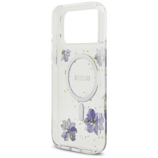 Guess Resin Flowers Glitter MagSafe case for iPhone 17 Pro Max purple - Image 7
