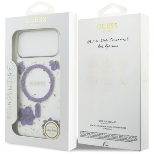 Guess Resin Flowers Glitter MagSafe case for iPhone 17 Pro Max purple - Image 8