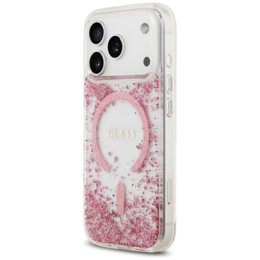 Guess Resin Bottom Glitter MagSafe case for iPhone 17 Pro pink - Image 2