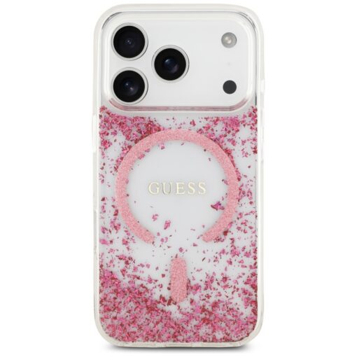 Guess Resin Bottom Glitter MagSafe case for iPhone 17 Pro pink - Image 3