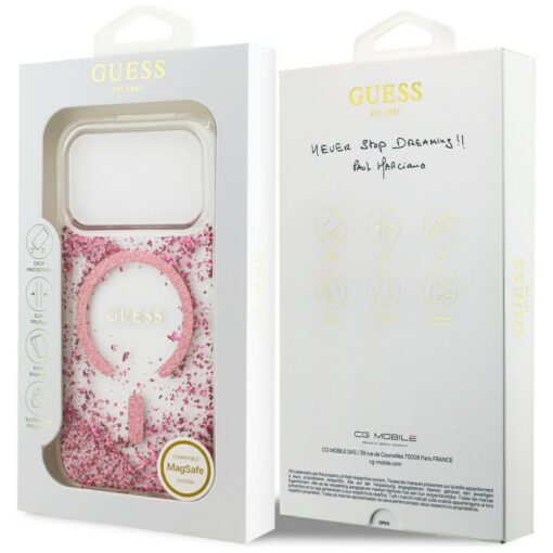 Guess Resin Bottom Glitter MagSafe case for iPhone 17 Pro pink - Image 8