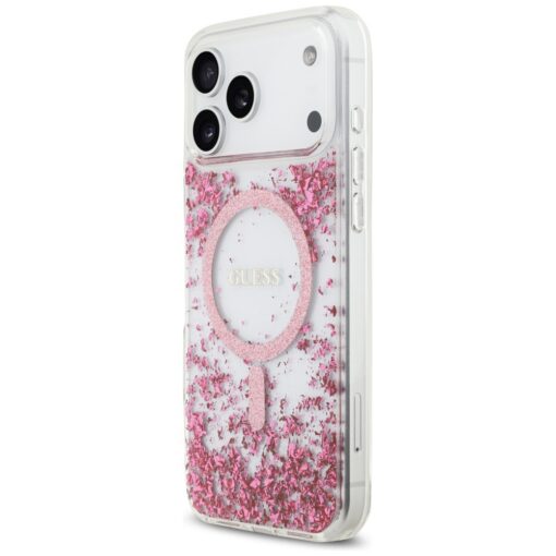 Guess Resin Bottom Glitter MagSafe case for iPhone 17 Pro Max pink - Image 2